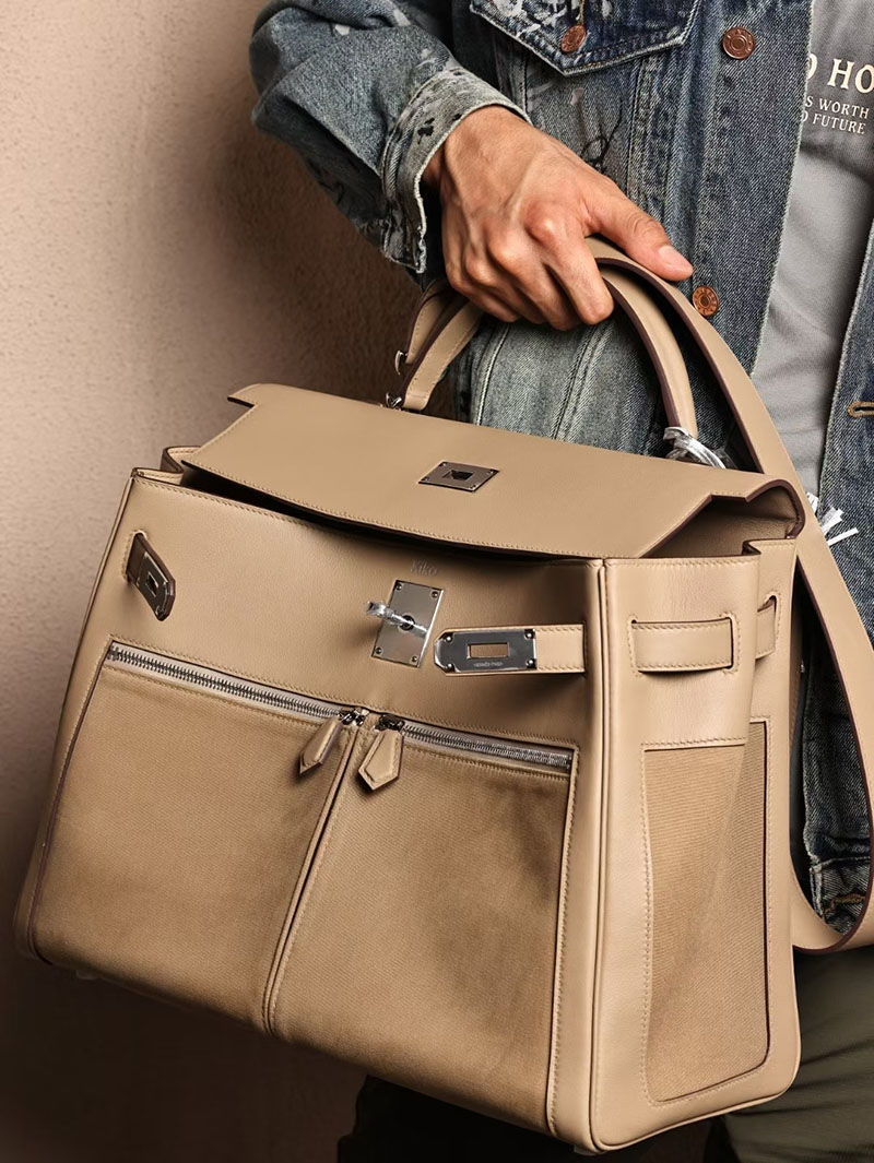 エルメスコピー メンズバッグ HERMES ケリーラキ40cm 内縫い トレンチ スイフト/トワル シルバー金具 2524167 - 画像 (3)