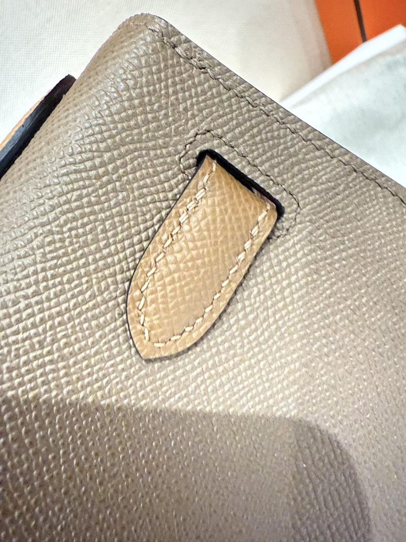 エルメスケリーバッグ定価 HERMES ケリー28 外縫い エトゥープ/ビスキュイ/アルザン ヴォーエプソン シルバー金具 2524172 - 画像 (7)