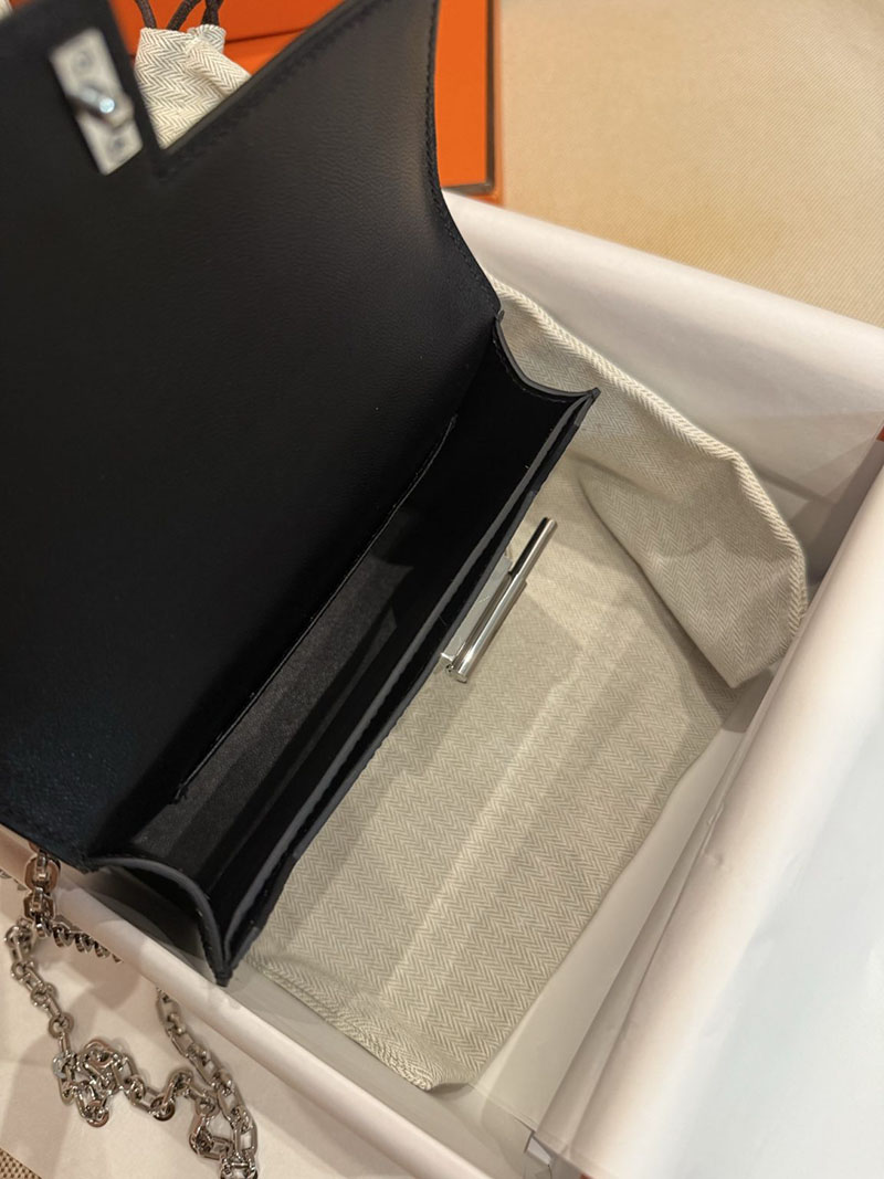 エルメスコピー Verrou Hermès ヴェルーミニ 黒 ブラック クロコダイル アリゲーターマット シルバー金具 2524181 - 画像 (15)