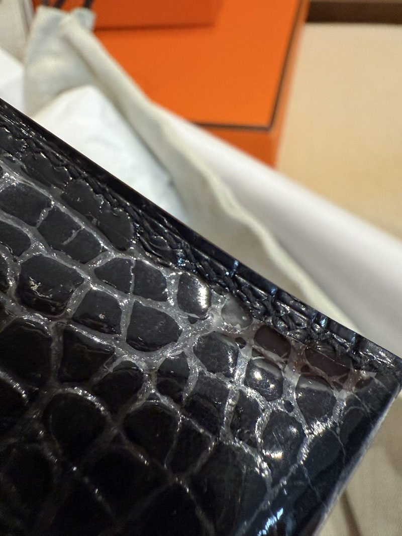 エルメスコピー Verrou Hermès ヴェルーミニ 黒 ブラック クロコダイル アリゲーターマット シルバー金具 2524181 - 画像 (14)