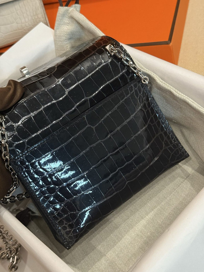 エルメスコピー Verrou Hermès ヴェルーミニ 黒 ブラック クロコダイル アリゲーターマット シルバー金具 2524181 - 画像 (12)