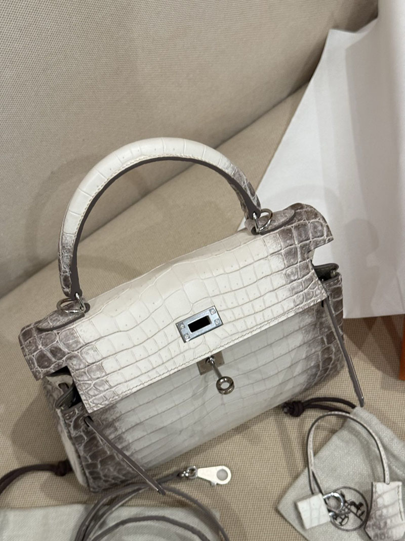 エルメス ケリー25 クロコ 定価 HERMES ケリー25 内縫い ヒマラヤ クロコダイル ニロティカスマット シルバー金具 2524185 - 画像 (5)