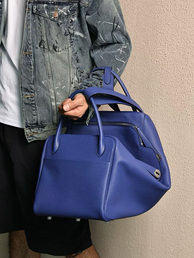 エルメス リンディ メンズ HERMES リンディ45 ブルーエレクトリック トゴ シルバー金具 2524192 - 画像 (9)