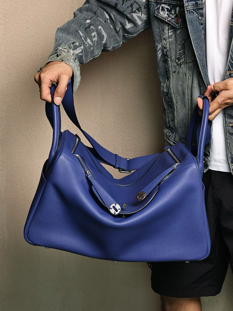 エルメス リンディ メンズ HERMES リンディ45 ブルーエレクトリック トゴ シルバー金具 2524192 - 画像 (6)