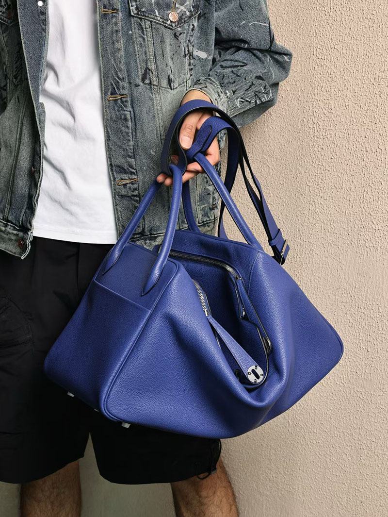 エルメス リンディ メンズ HERMES リンディ45 ブルーエレクトリック トゴ シルバー金具 2524192 - 画像 (2)