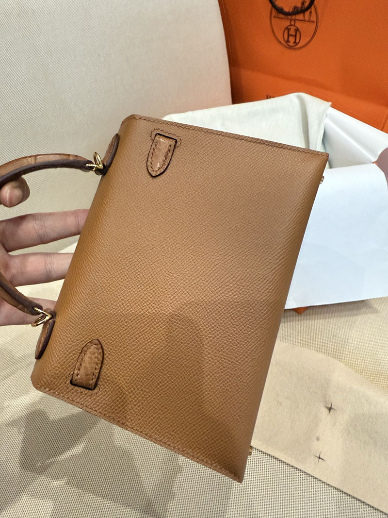 エルメス HERMES ケリーミニ2 外縫い ゴールド ヴォーエプソン/クロコダイル アリゲーターマット ゴールド金具 2524198 - 画像 (9)