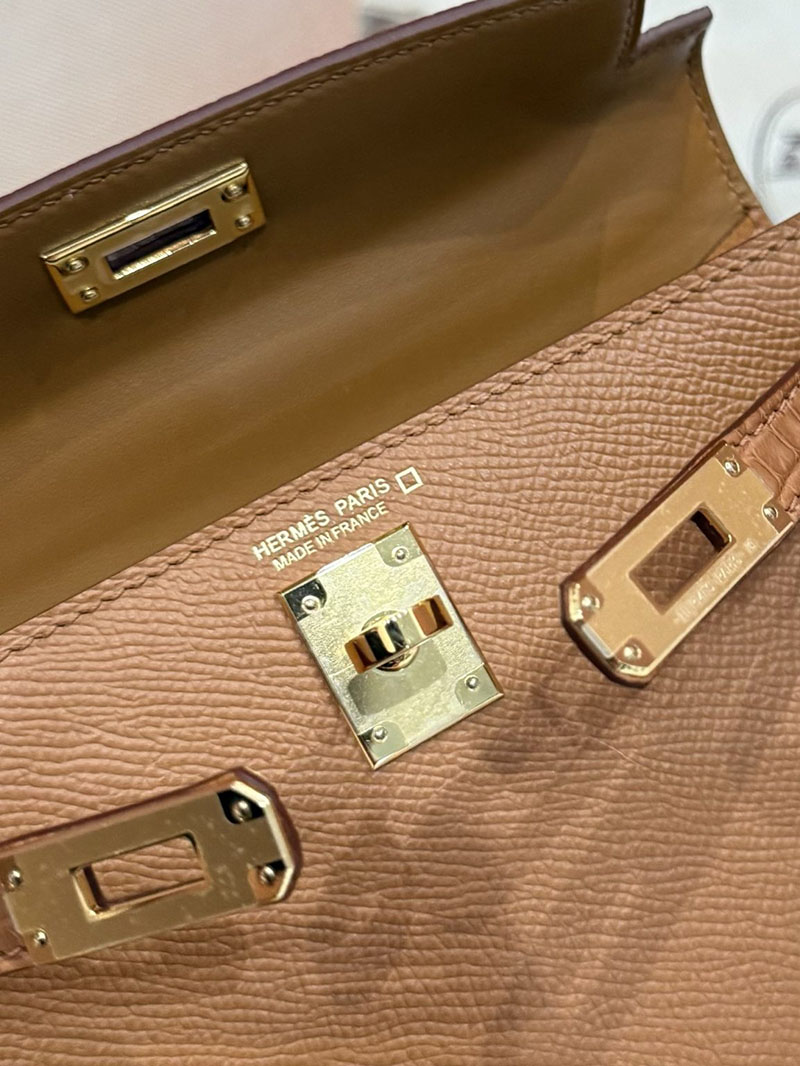 エルメス HERMES ケリーミニ2 外縫い ゴールド ヴォーエプソン/クロコダイル アリゲーターマット ゴールド金具 2524198 - 画像 (2)