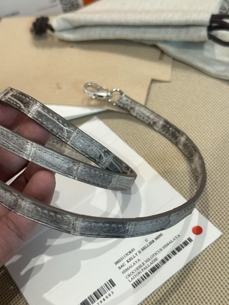 エルメスコピー ミニケリー 定価 HERMES ケリーミニ2 外縫い ヒマラヤ クロコダイル ニロティカスマット シルバー金具 2524199 - 画像 (9)