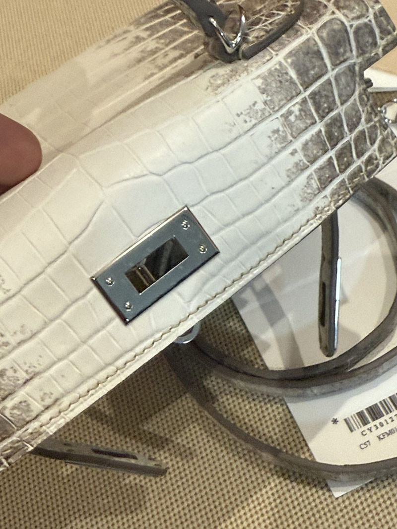 エルメスコピー ミニケリー 定価 HERMES ケリーミニ2 外縫い ヒマラヤ クロコダイル ニロティカスマット シルバー金具 2524199 - 画像 (2)