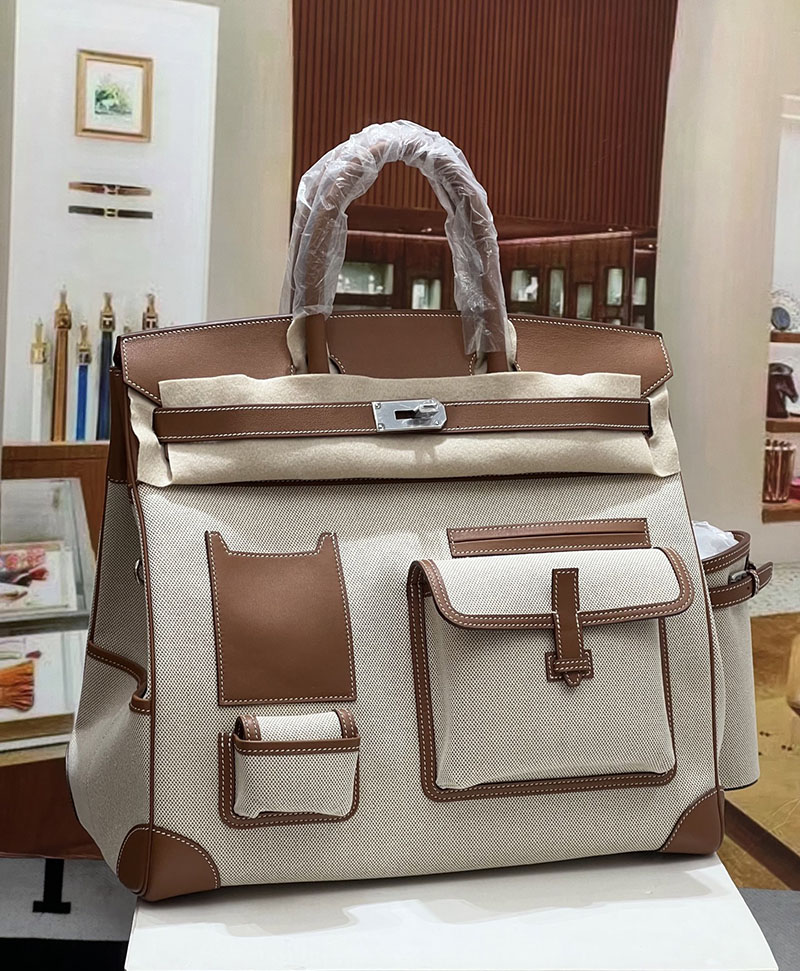 エルメスコピー オータクロア40 メンズ HERMES オータクロア 40cm カーゴ フォーブ トワルアッシュ×スイフト シルバー金具 2524216 - 画像 (9)