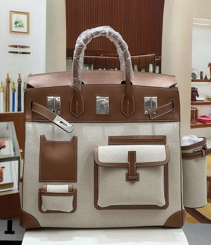 エルメスコピー オータクロア40 メンズ HERMES オータクロア 40cm カーゴ フォーブ トワルアッシュ×スイフト シルバー金具 2524216 - 画像 (5)