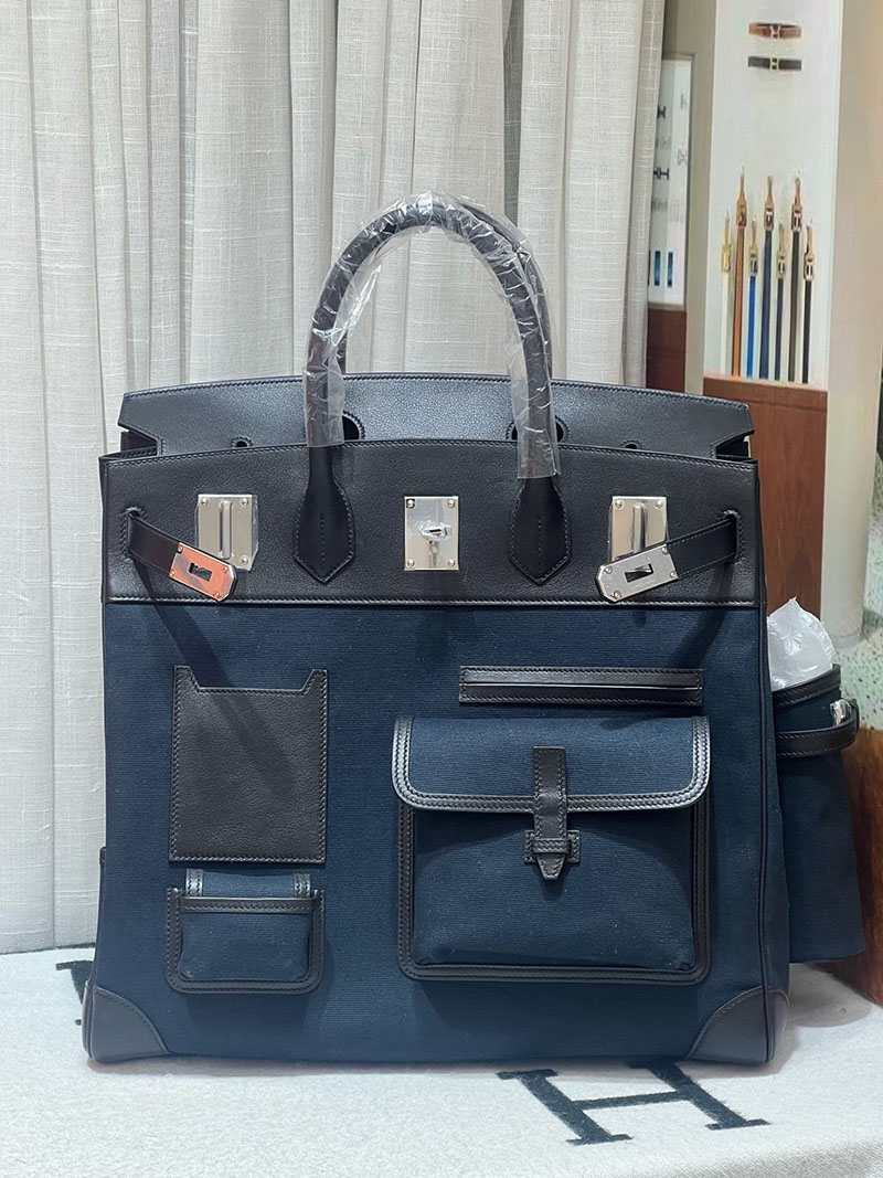 エルメスコピー オータクロア40 メンズ HERMES オータクロア 40cm カーゴ ブルーニュイ トワルアッシュ×スイフト シルバー金具 2524217 - 画像 (2)
