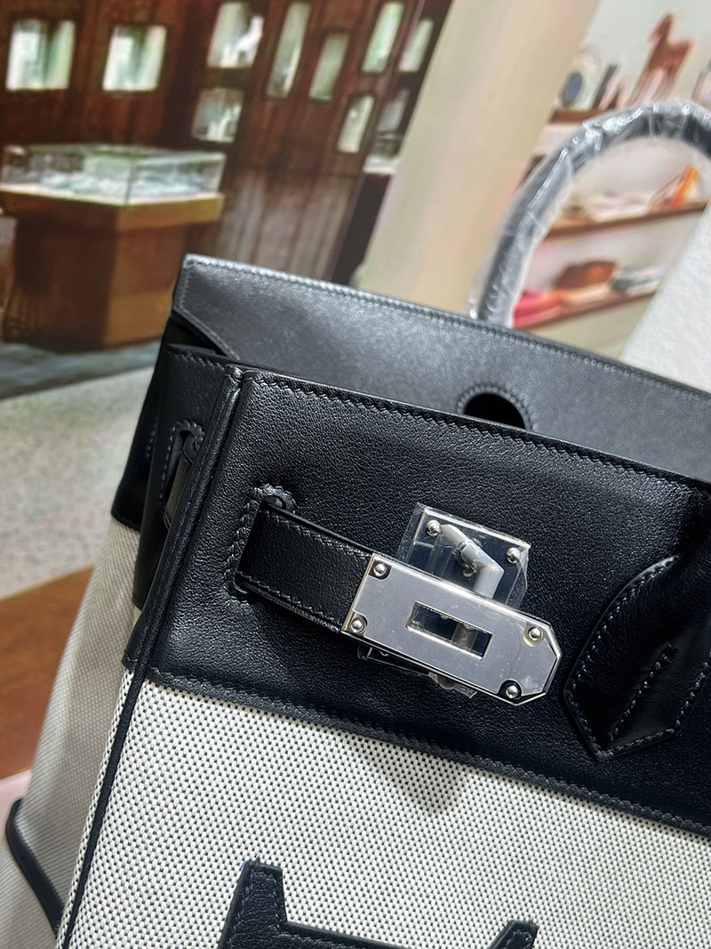 エルメスコピー オータクロア40 メンズ HERMES オータクロア 40cm カーゴ 黒 ブラック/グレー トワルアッシュ×スイフト シルバー金具 2524219 - 画像 (7)