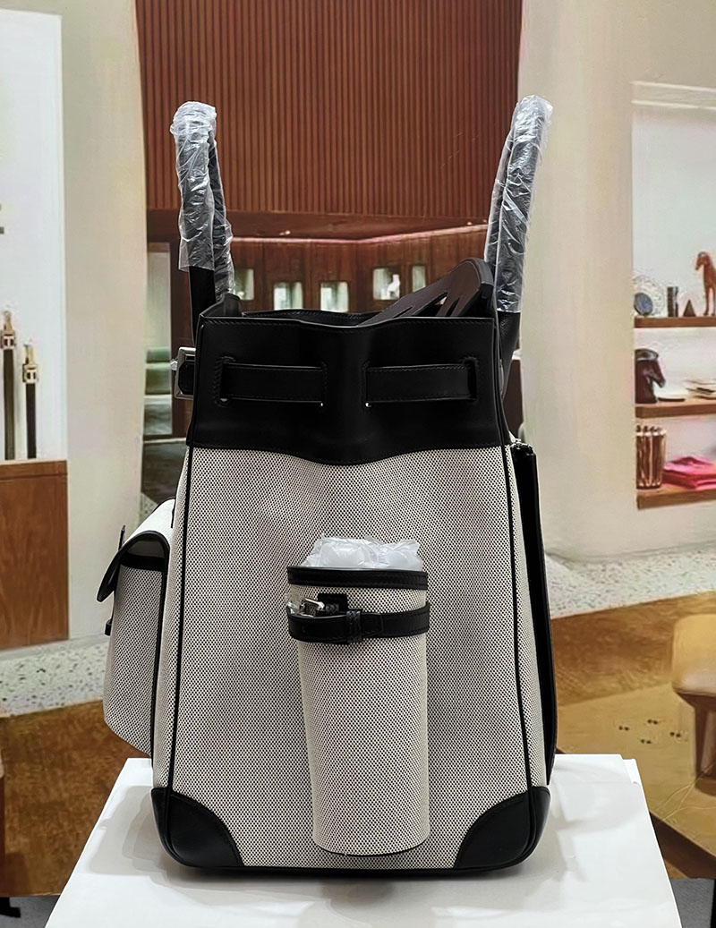 エルメスコピー オータクロア40 メンズ HERMES オータクロア 40cm カーゴ 黒 ブラック/グレー トワルアッシュ×スイフト シルバー金具 2524219 - 画像 (2)