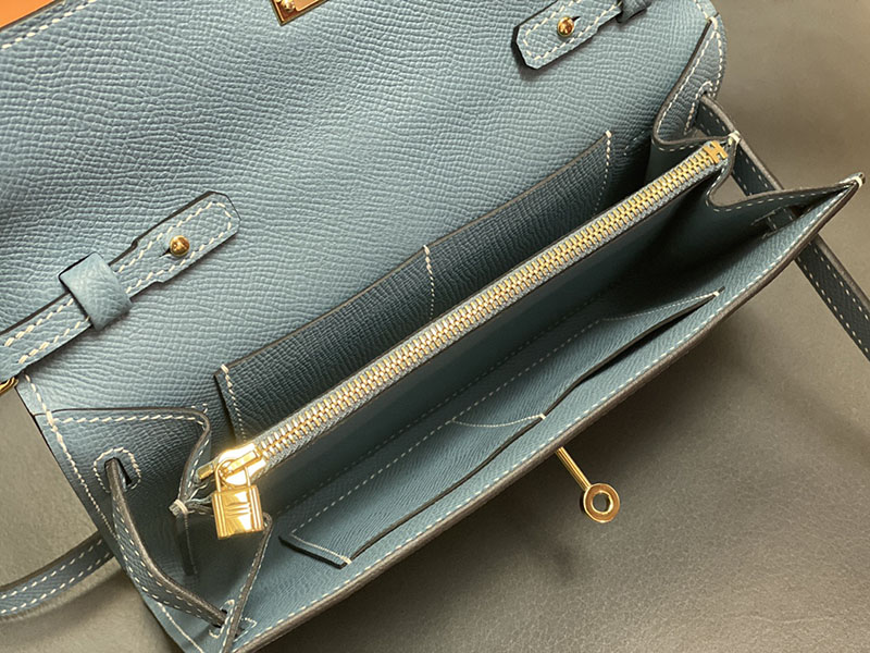 エルメス ケリーウォレット ロング 定価 HERMES ケリーウォレット ロング トゥーゴー ブルージーン ヴォーエプソン ゴールド金具 2524331 - 画像 (4)