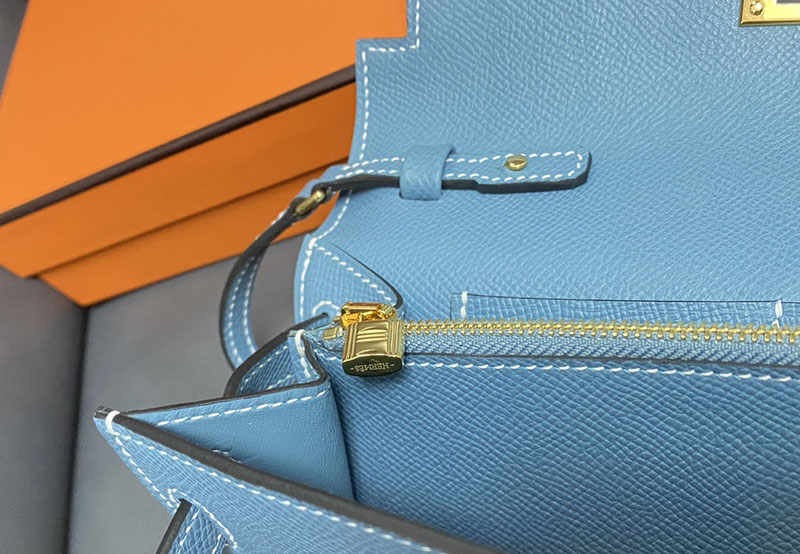 エルメス ケリーウォレット ロング 定価 HERMES ケリーウォレット ロング トゥーゴー ブルージーン ヴォーエプソン ゴールド金具 2524331 - 画像 (3)