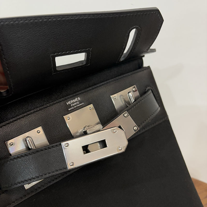 エルメス ケリー アッカド 定価 HERMES ケリー アッカド HAC A DOS 黒 ブラック トワル/スイフト シルバー金具 2524345 - 画像 (4)
