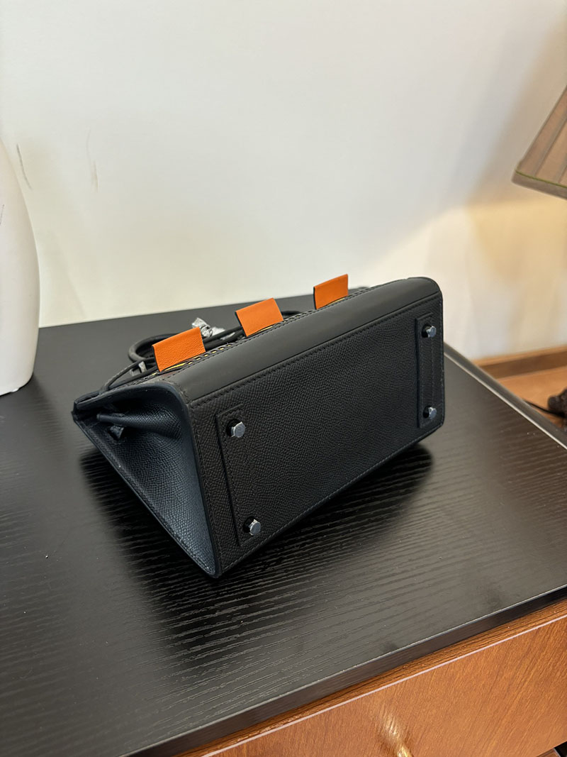 バーキン20 定価 HERMES バーキン 20 セリエ クロ×ジョーヌアンブル×オレンジ ヴォー・マダム×アリゲーターマット×スイフト シルバー金具 2524378 - 画像 (4)
