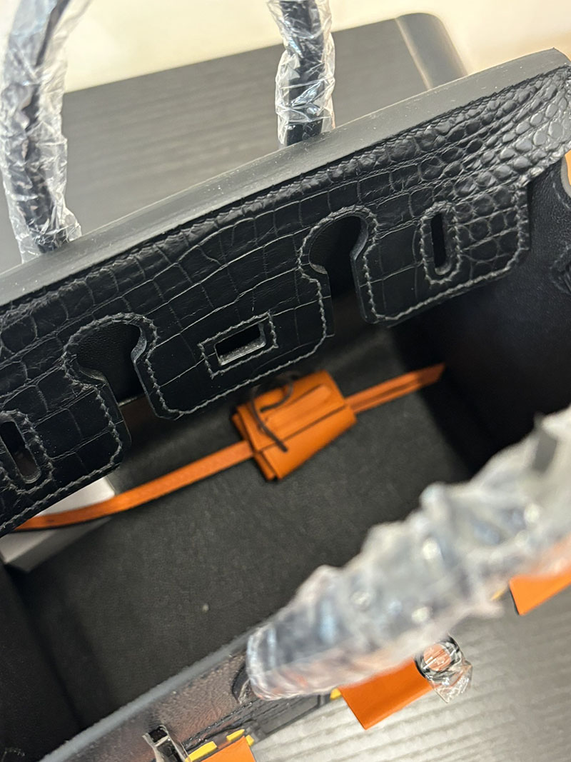 バーキン20 定価 HERMES バーキン 20 セリエ クロ×ジョーヌアンブル×オレンジ ヴォー・マダム×アリゲーターマット×スイフト シルバー金具 2524378 - 画像 (2)