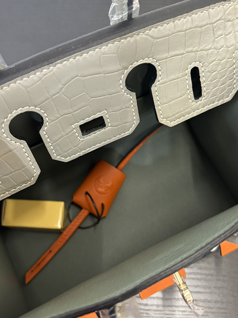 バーキン20 定価 HERMES バーキン 20 セリエ グリミスティ×グリシマン×クロ ヴォー・マダム×アリゲーターマット×スイフト シルバー金具 2524379 - 画像 (2)