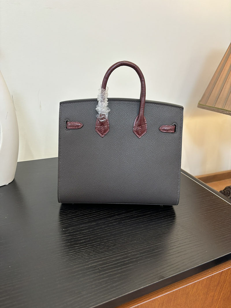 バーキン20 定価 HERMES バーキン 20 セリエ ボルドー ヴォー・マダム×アリゲーターマット×スイフト シルバー金具 2524382 - 画像 (7)