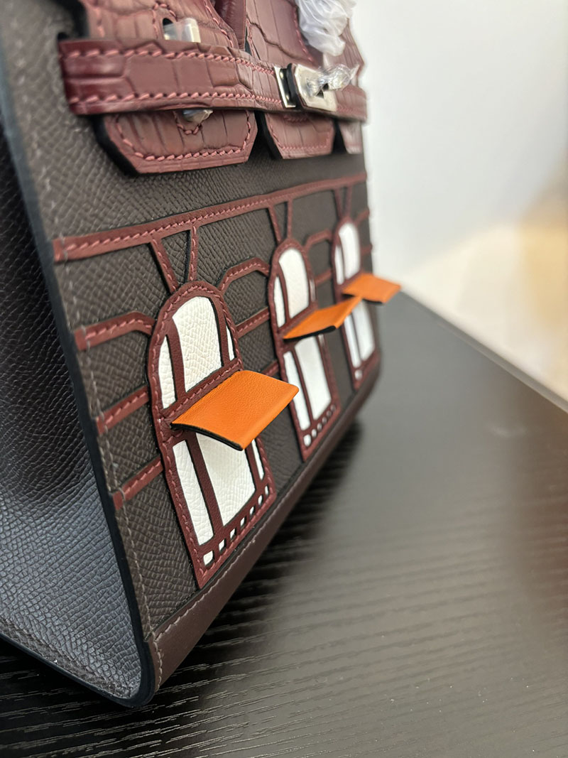 バーキン20 定価 HERMES バーキン 20 セリエ ボルドー ヴォー・マダム×アリゲーターマット×スイフト シルバー金具 2524382 - 画像 (3)
