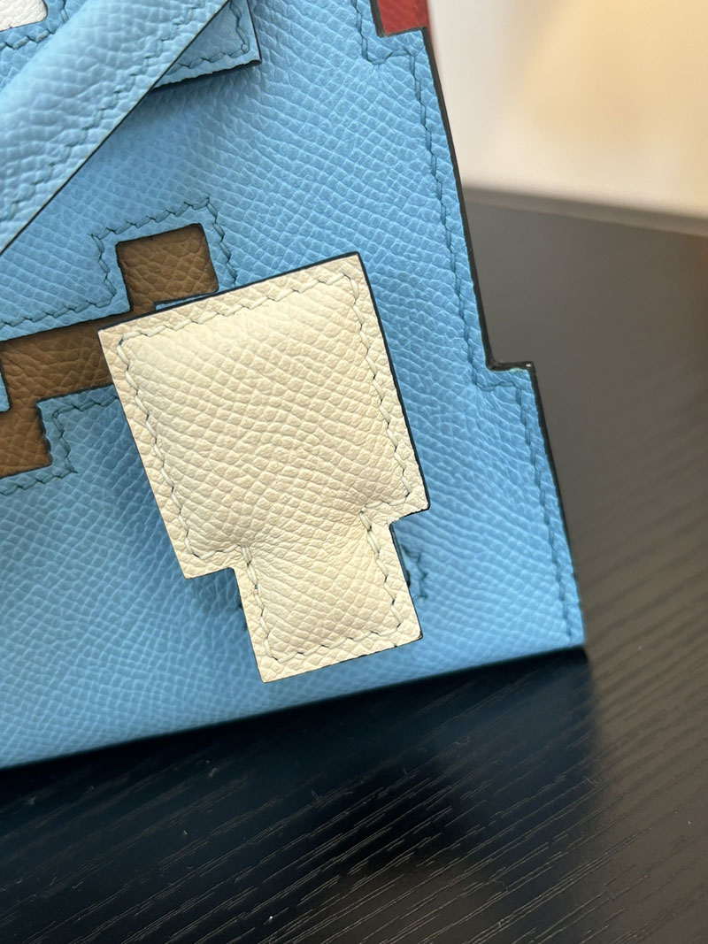 エルメス ケリードール 定価 HERMES ケリードールピクト ブルーノール/ブラック/ホワイト/カプシーヌ エプソン シルバー金具 2524386 - 画像 (7)