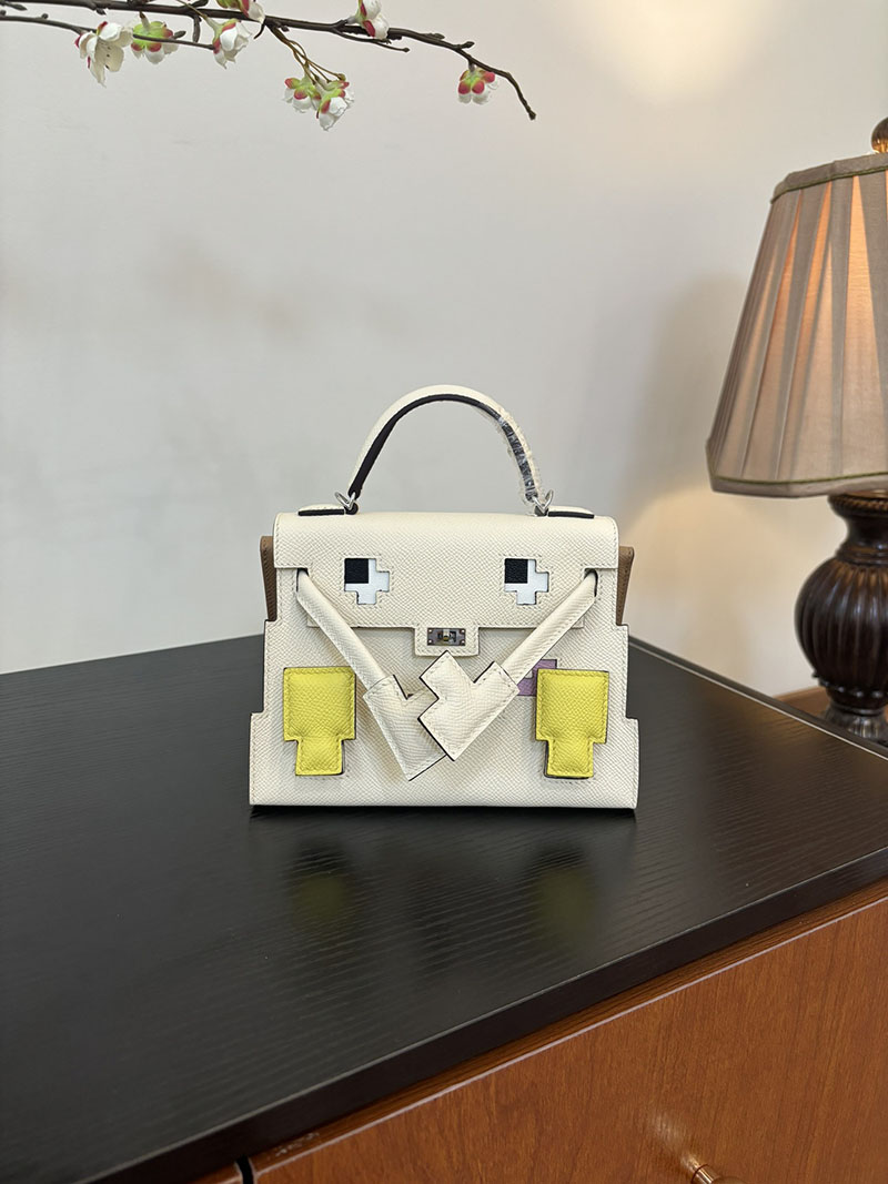 エルメス ケリードール 定価 HERMES ケリードールピクト ナタ/ブラック/ホワイト/モーヴシルベストル/スフレ/ビスキュイ エプソン シルバー金具 2524388 - 画像 (9)