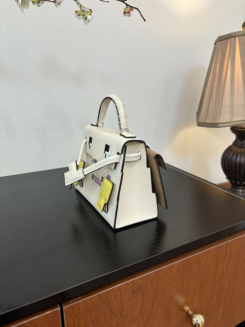 エルメス ケリードール 定価 HERMES ケリードールピクト ナタ/ブラック/ホワイト/モーヴシルベストル/スフレ/ビスキュイ エプソン シルバー金具 2524388 - 画像 (8)