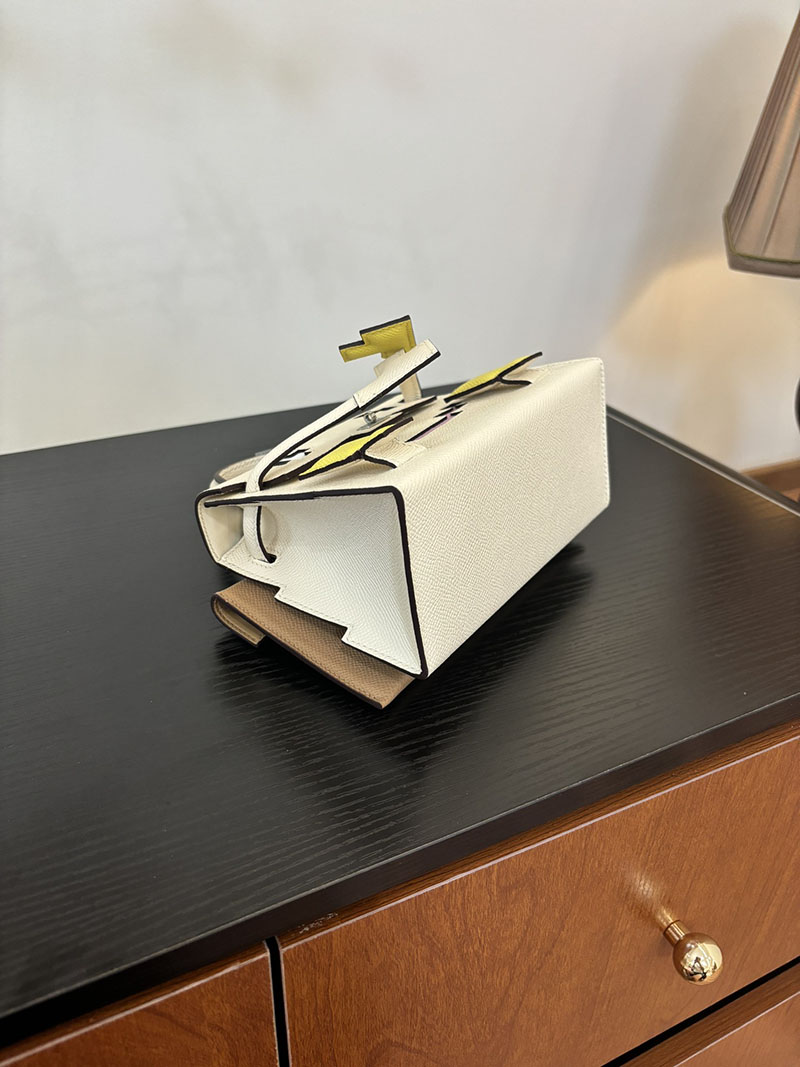 エルメス ケリードール 定価 HERMES ケリードールピクト ナタ/ブラック/ホワイト/モーヴシルベストル/スフレ/ビスキュイ エプソン シルバー金具 2524388 - 画像 (5)