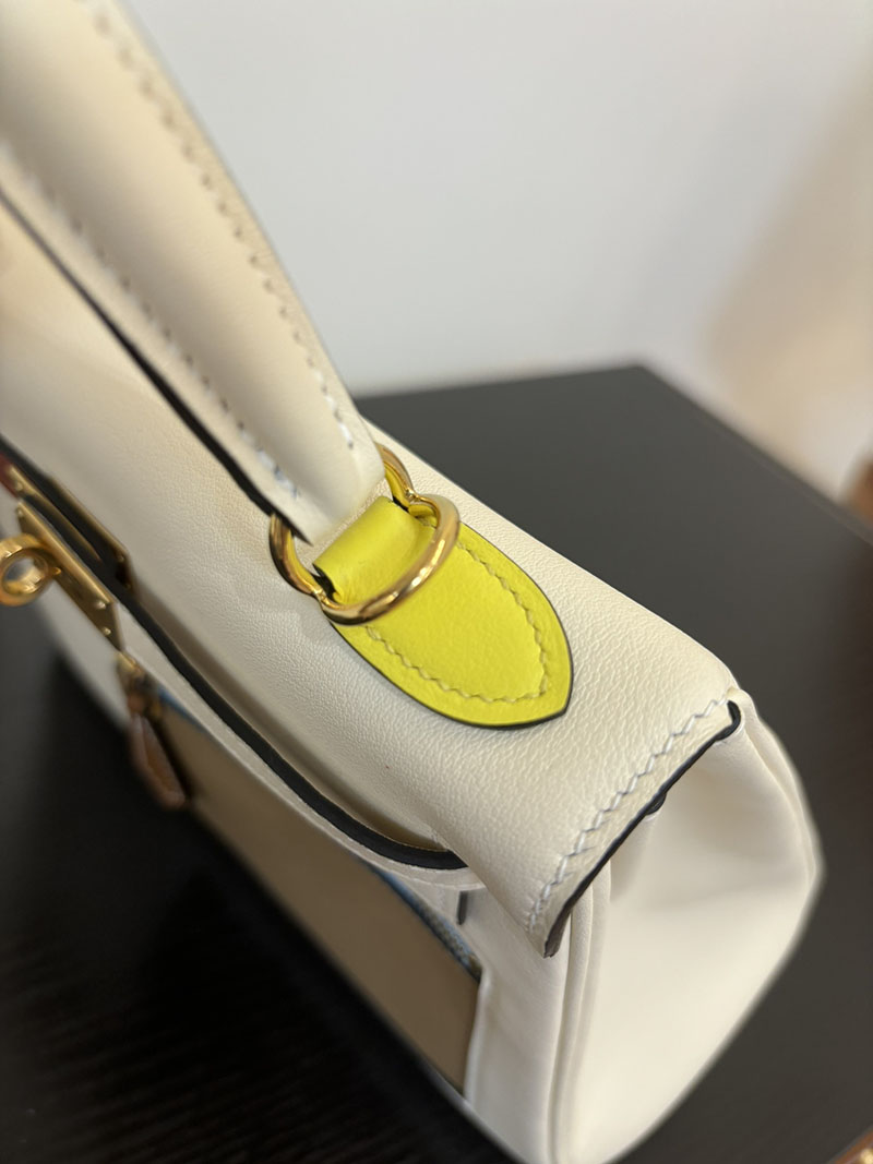 HERMES ケリー25 カラーマティック 内縫い ナタ×キュイーブル×ライム×モーヴシルヴェストル×ブルーブリュム ヴォー・スイフト ゴールド金具 2524463 - 画像 (3)