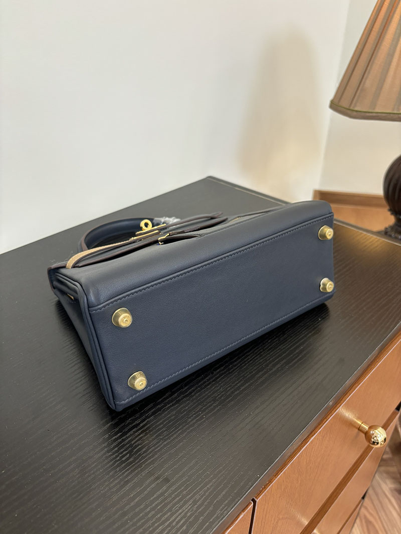エルメス HERMES ケリー25 カラーマティック 内縫い クロ×チャイ×エトゥープ×ゴールド×ブルー ヴォー・スイフト ゴールド金具 2524464 - 画像 (6)