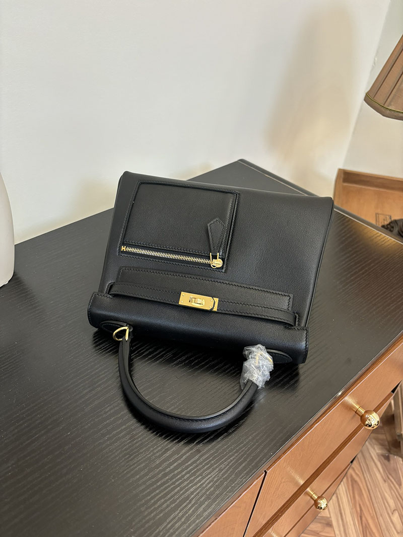 エルメス ケリー カラーマティック 定価 HERMES ケリー25 カラーマティック 内縫い 黒 ブラック ヴォー・スイフト ゴールド金具 2524466 - 画像 (7)