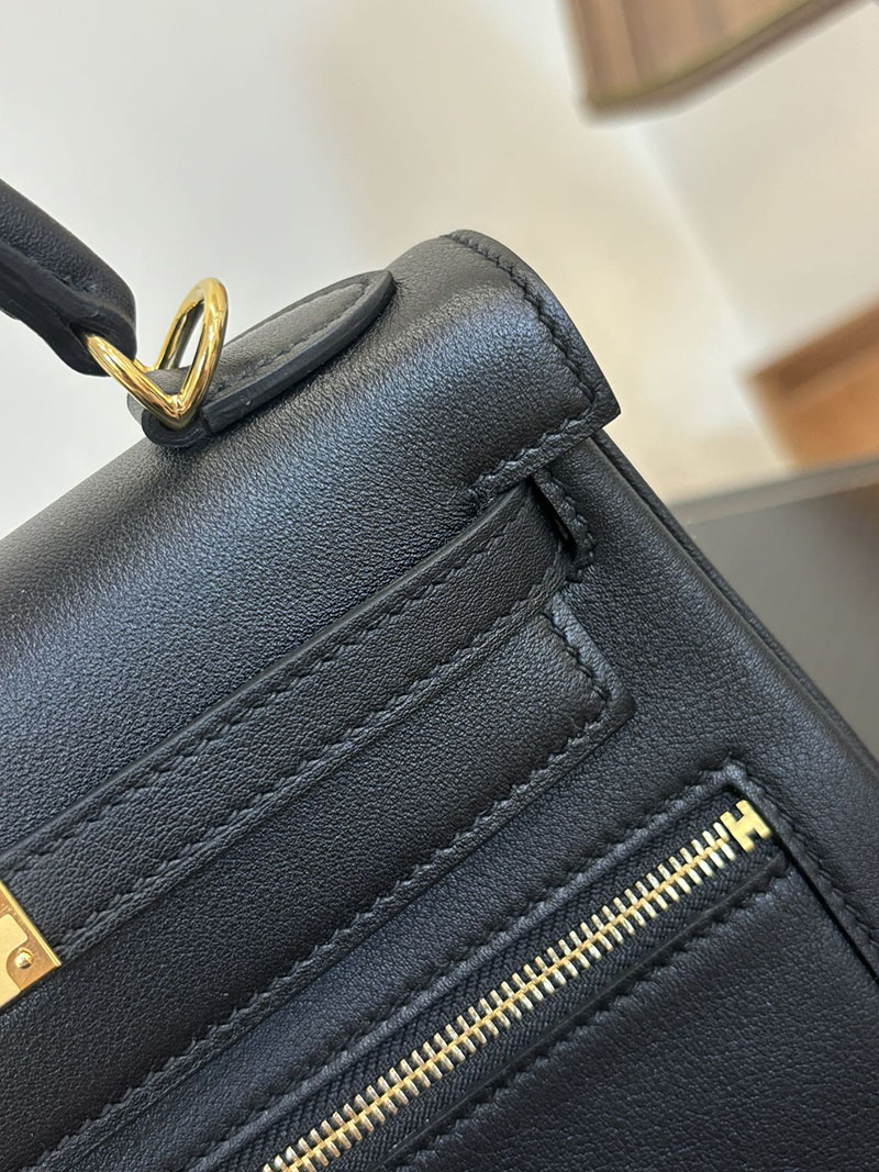 エルメス ケリー カラーマティック 定価 HERMES ケリー25 カラーマティック 内縫い 黒 ブラック ヴォー・スイフト ゴールド金具 2524466 - 画像 (5)