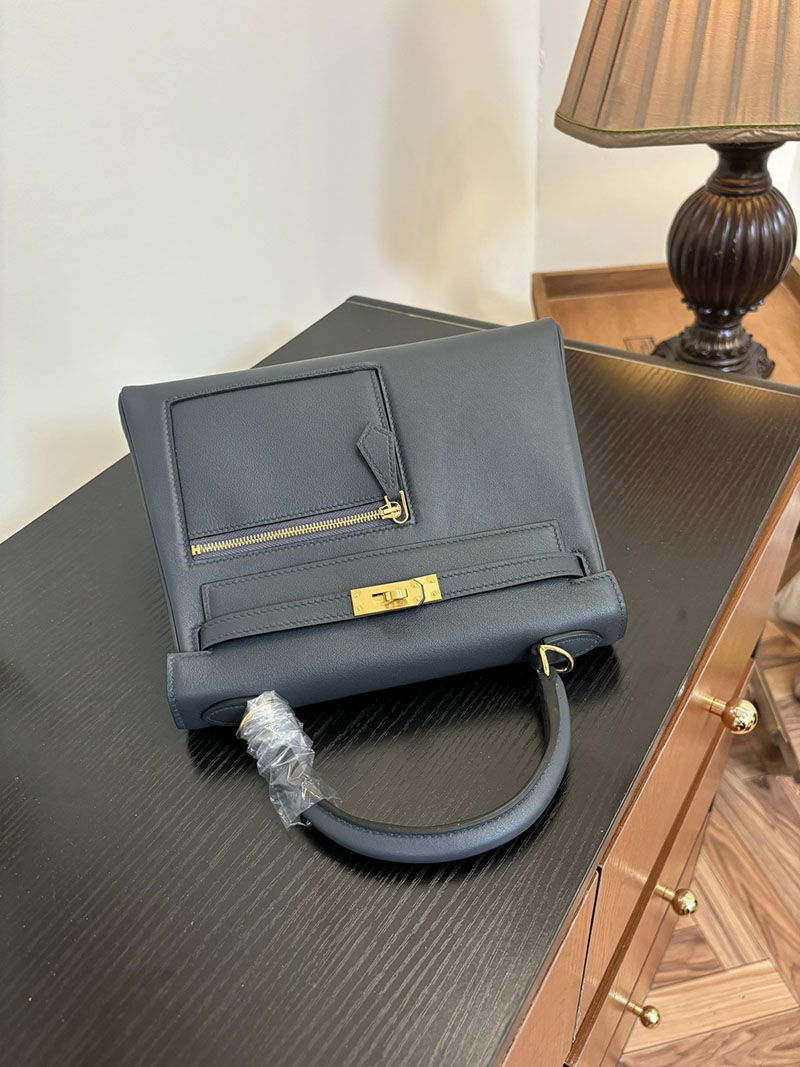 エルメス ケリー カラーマティック 定価 HERMES ケリー25 カラーマティック 内縫い ブルーオラージュ ヴォー・スイフト ゴールド金具 2524467 - 画像 (7)