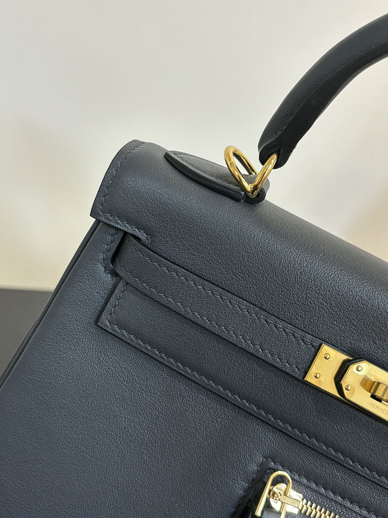 エルメス ケリー カラーマティック 定価 HERMES ケリー25 カラーマティック 内縫い ブルーオラージュ ヴォー・スイフト ゴールド金具 2524467 - 画像 (5)