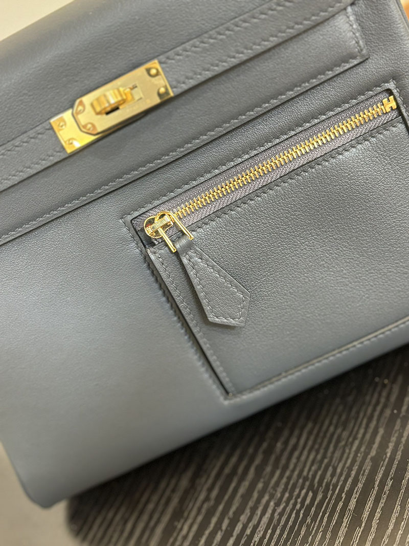 エルメス ケリー カラーマティック 定価 HERMES ケリー25 カラーマティック 内縫い ブルーオラージュ ヴォー・スイフト ゴールド金具 2524467 - 画像 (4)