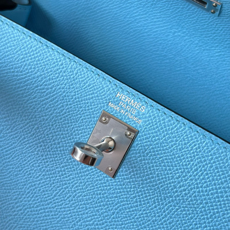 エルメスケリーバッグ定価 HERMES ケリー25 外縫い セレステ ヴォーエプソン シルバー金具 2524504 - 画像 (9)