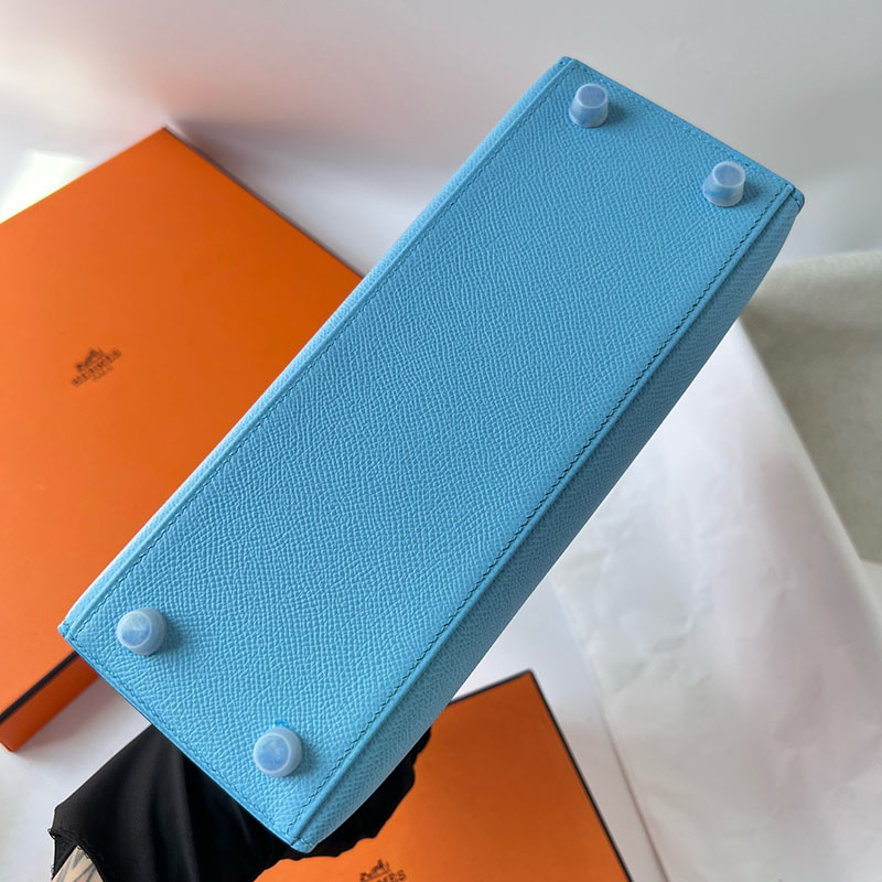 エルメスケリーバッグ定価 HERMES ケリー25 外縫い セレステ ヴォーエプソン シルバー金具 2524504 - 画像 (5)
