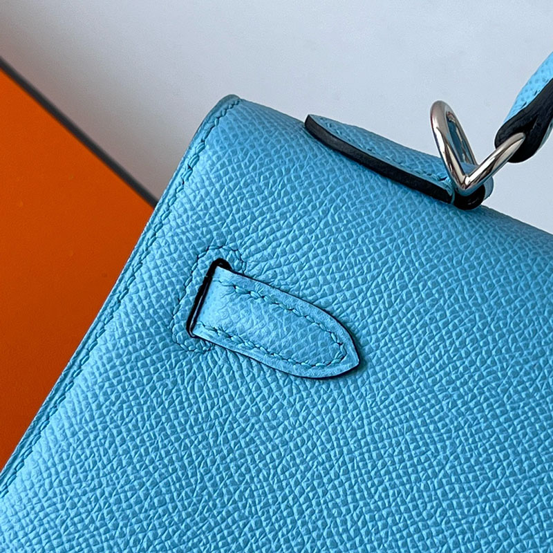 エルメスケリーバッグ定価 HERMES ケリー25 外縫い セレステ ヴォーエプソン シルバー金具 2524504 - 画像 (4)
