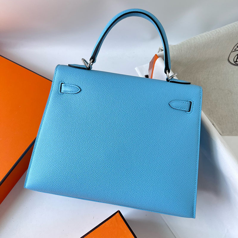 エルメスケリーバッグ定価 HERMES ケリー25 外縫い セレステ ヴォーエプソン シルバー金具 2524504 - 画像 (3)