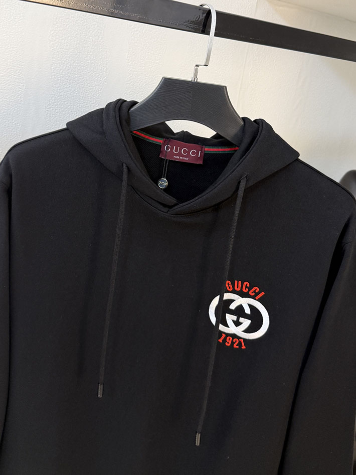 GUCCI グッチ コットンジャージー プリント フーデッド スウェットシャツ ブラック 2524553 グッチ パーカー アウトレット - 画像 (11)