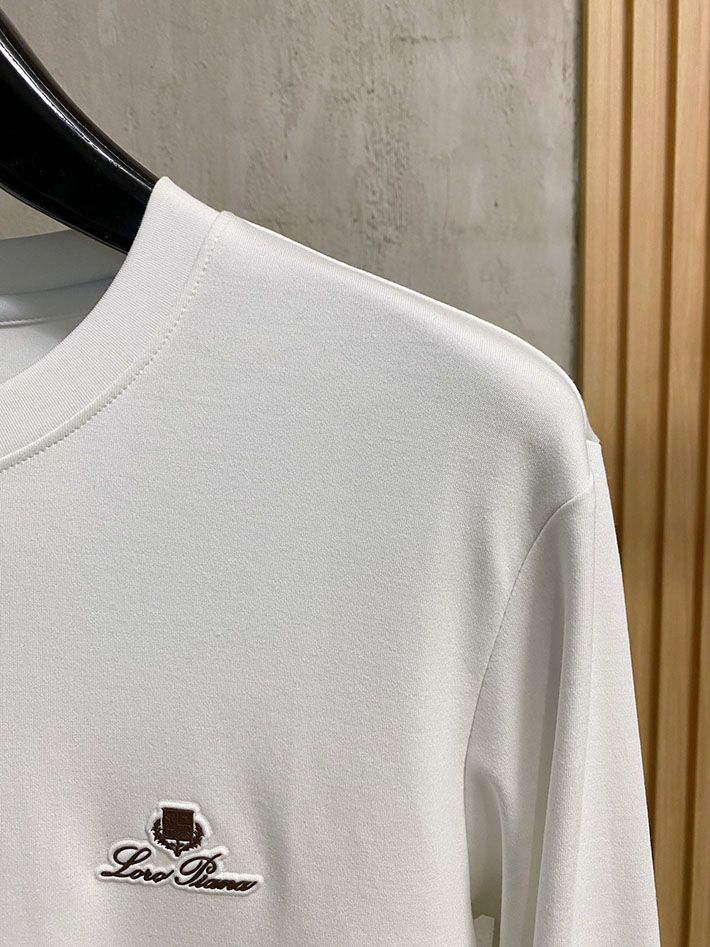 最高級ロロ・ピアーナスーパーコピー LoroPiana メンズ Tシャツ 長袖 クルーネック ホワイト 2524823 ロロピアーナ アウトレット 店舗 - 画像 (8)