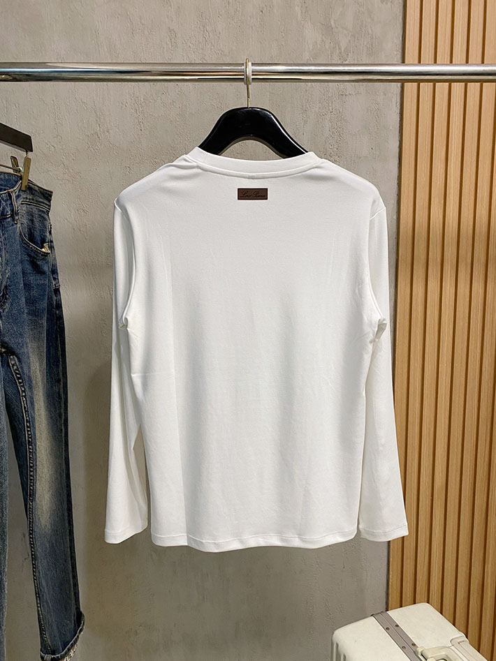 最高級ロロ・ピアーナスーパーコピー LoroPiana メンズ Tシャツ 長袖 クルーネック ホワイト 2524823 ロロピアーナ アウトレット 店舗 - 画像 (3)