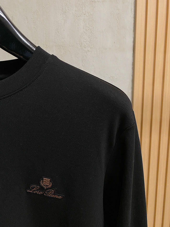 最高級ロロ・ピアーナスーパーコピー LoroPiana メンズ Tシャツ 長袖 クルーネック ブラック 2524824 ロロピアーナ アウトレット 店舗 - 画像 (8)