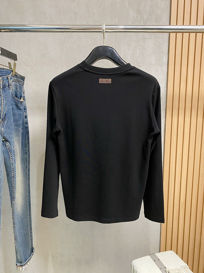 最高級ロロ・ピアーナスーパーコピー LoroPiana メンズ Tシャツ 長袖 クルーネック ブラック 2524824 ロロピアーナ アウトレット 店舗 - 画像 (3)