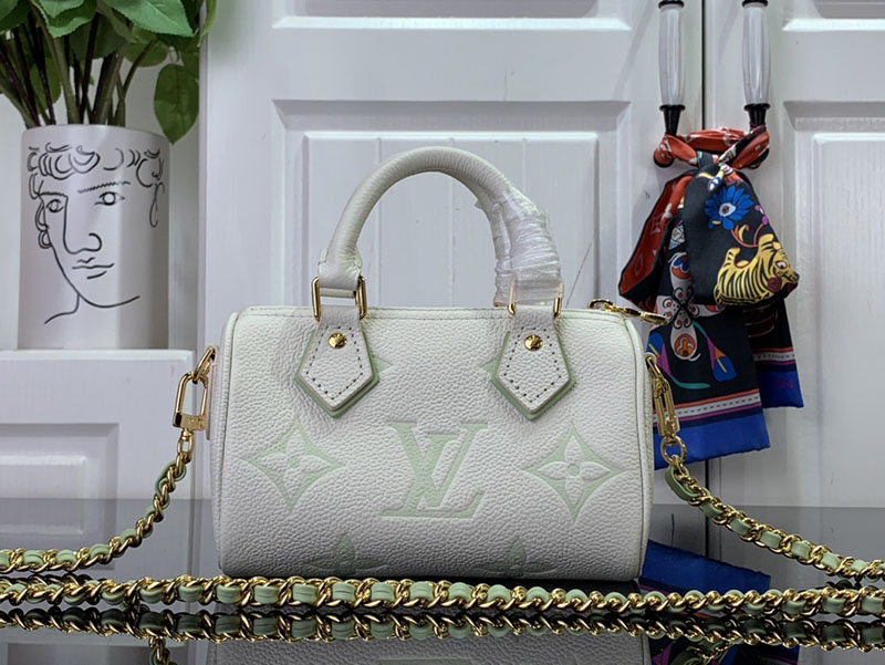 ルイヴィトン アウトレット 店舗 LOUIS VUITTON バイカラー モノグラム アンプラント ナノ スピーディ M24169 ラテホワイト×抹茶 - 画像 (8)