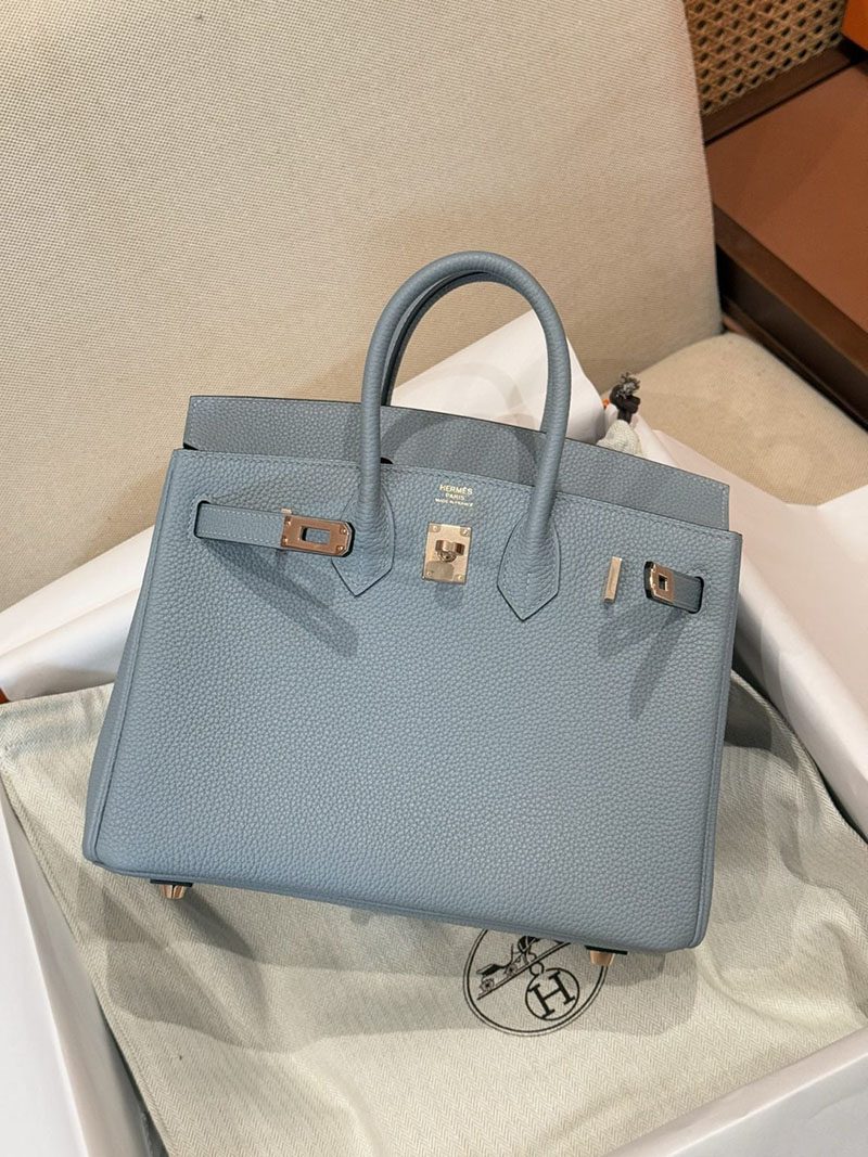 レディース エルメス バッグ HERMES バーキン25 ブルーブリュム トゴ ローズゴールド金具 2526005 エルメス バーキン 定価 - 画像 (7)
