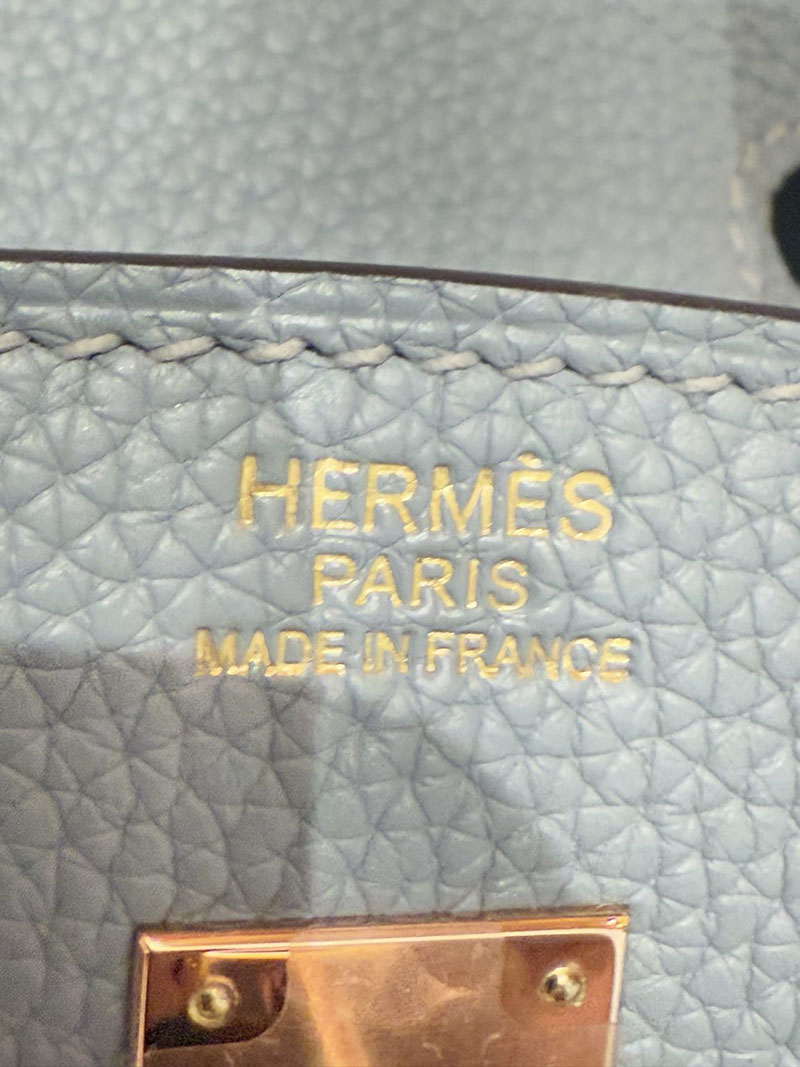 レディース エルメス バッグ HERMES バーキン25 ブルーブリュム トゴ ローズゴールド金具 2526005 エルメス バーキン 定価 - 画像 (3)