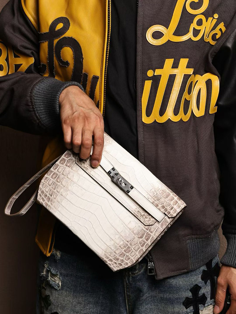 メンズ エルメス バッグ HERMES ケリーデペッシュ25 ヒマラヤ クロコダイル シルバー金具 2526014 エルメス メンズバッグ ケリー - 画像 (8)